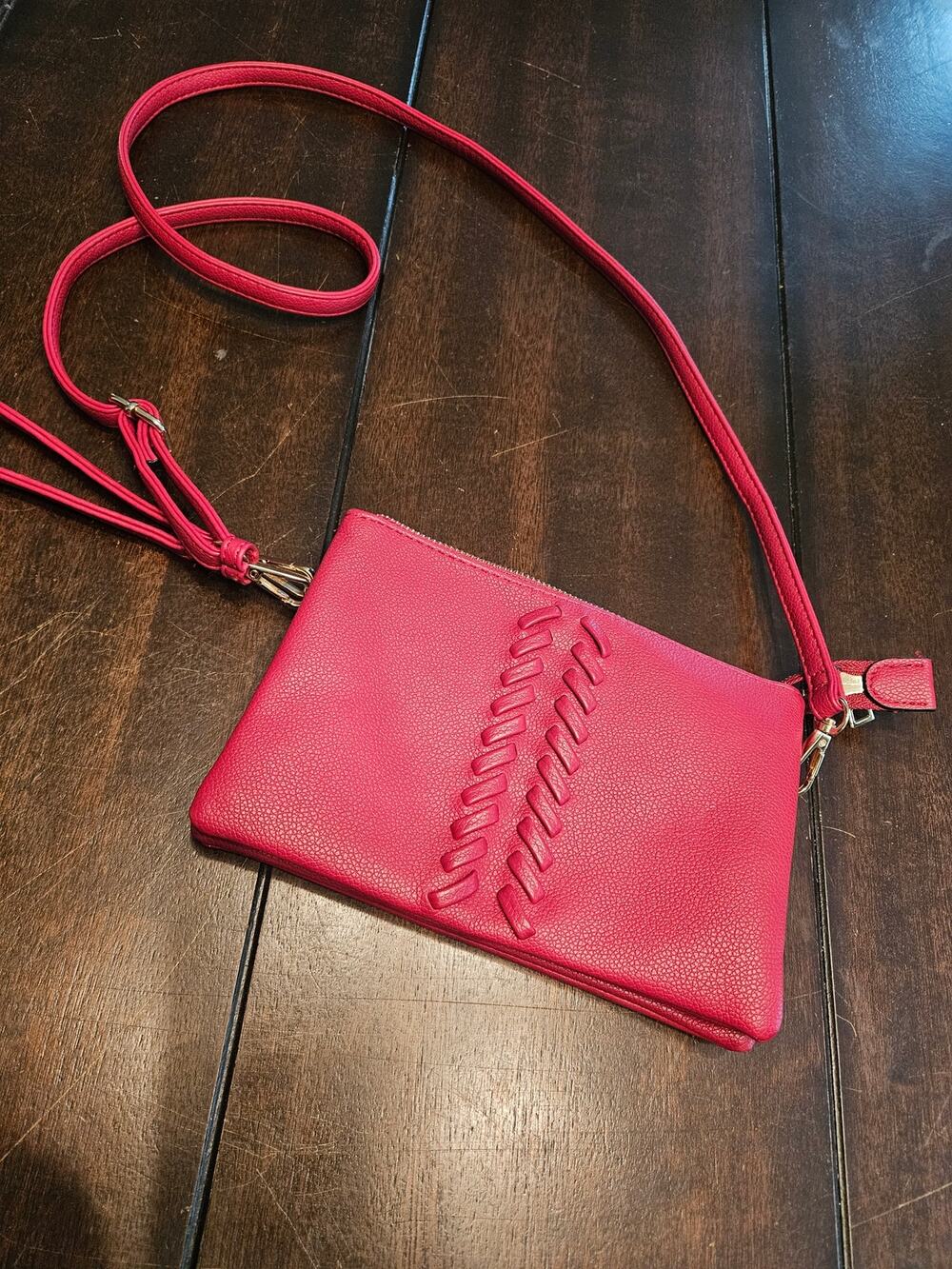 Red Animal Print Lined Crossbody Purse